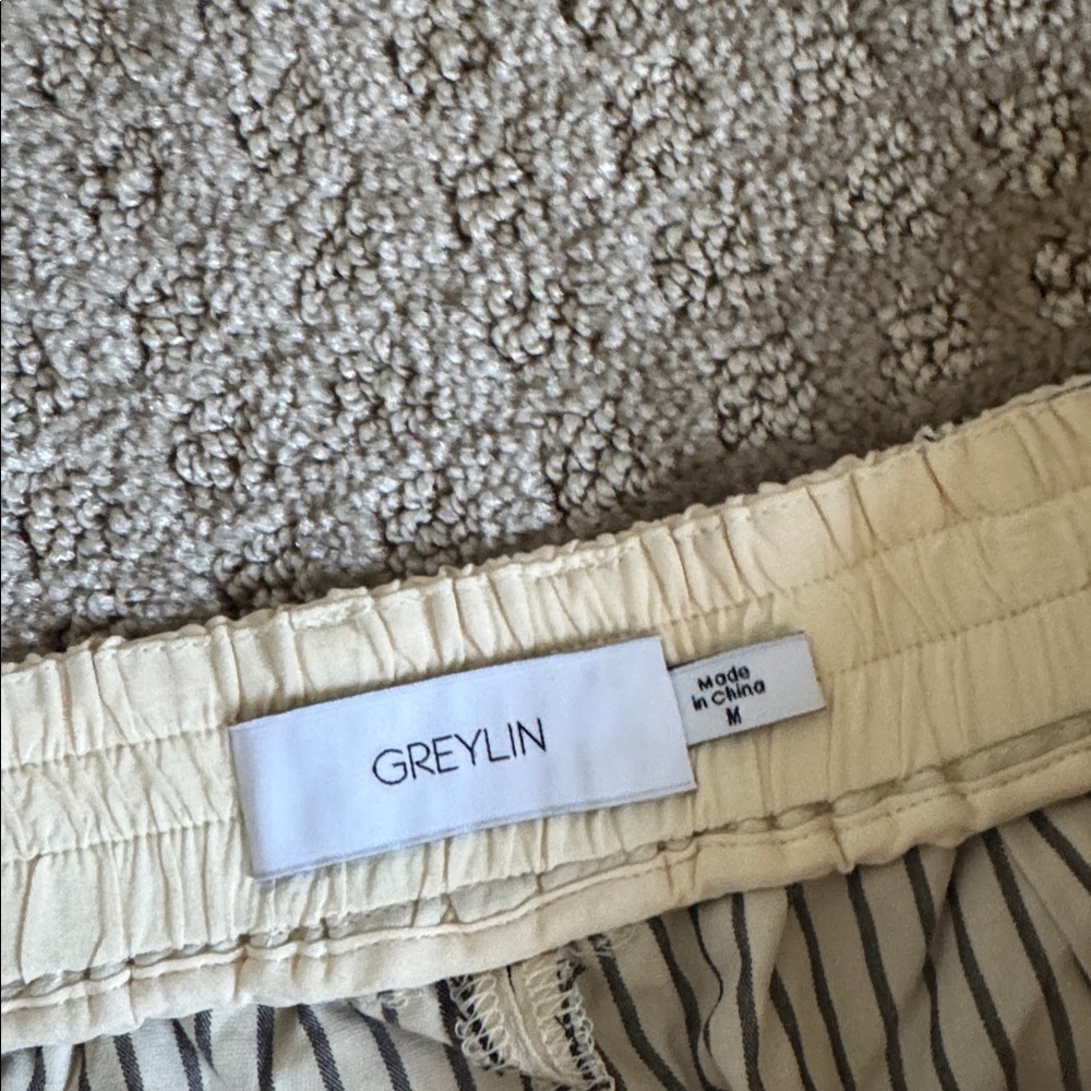 Greylin Stefani Pull Up Trouser Pants Striped Wide Leg High Rise Size M - Picture 6 of 11